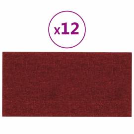 Panouri de perete 12 buc. roșu vin 60x30 cm textil 2,16 m², 2 image