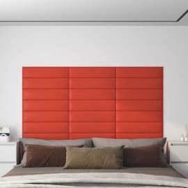 Panouri perete 12 buc. roșu 60x15 cm piele ecologică 1,08 m²