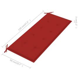 Pernă pentru bancă de grădină, roșu, 120x50x3 cm, 5 image