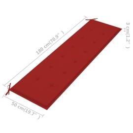 Pernă pentru bancă de grădină, roșu, 180x50x3 cm, 5 image