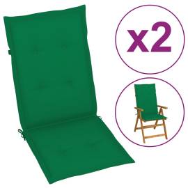 Perne scaun de grădină, 2 buc, verde, 120x50x3 cm