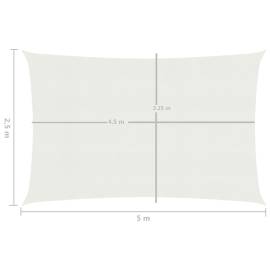 Pânză parasolar, alb, 2,5 x 5 m, hdpe, 160 g/m², 6 image