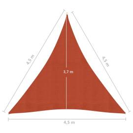 Pânză parasolar, cărămiziu, 4,5x4,5x4,5 m, hdpe, 160 g/m², 6 image