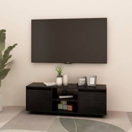 Comodă tv, negru, 110x30x40 cm, lemn masiv de pin, 3 image