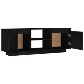 Comodă tv, negru, 110x30x40 cm, lemn masiv de pin, 7 image