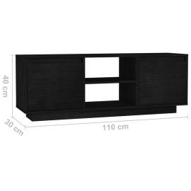 Comodă tv, negru, 110x30x40 cm, lemn masiv de pin, 9 image