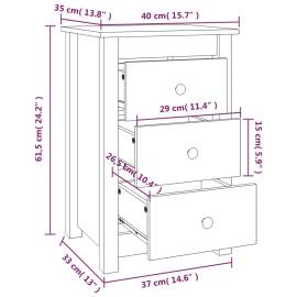 Noptiere, 2 buc., alb, 40x35x61,5 cm, lemn masiv de pin, 11 image