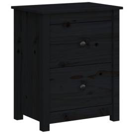 Noptiere, 2 buc., negru, 50x35x61,5 cm, lemn masiv de pin, 3 image
