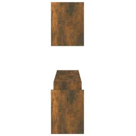 Raft colț perete 2 buc. stejar fumuriu 100x15x20 cm lemn, 6 image