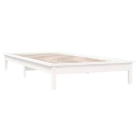 Cadru de pat, alb, 100x200 cm, lemn masiv de pin, 4 image