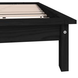 Cadru de pat, negru, 200x200 cm, lemn masiv de pin, 7 image
