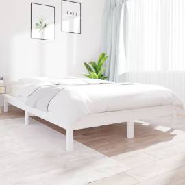 Cadru de pat king size 5ft, alb, 150x200 cm, lemn masiv de pin