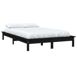 Cadru de pat king size 5ft, negru, 150x200cm, lemn masiv de pin, 3 image