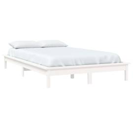 Cadru de pat mic dublu 4ft, alb, 120x190 cm, lemn masiv de pin, 3 image