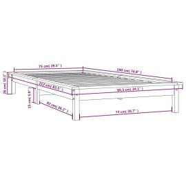 Cadru de pat small single 2ft6, gri,75x190cm, lemn masiv de pin, 9 image