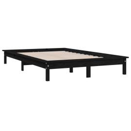 Cadru de pat super king 6ft, 180x200 cm, negru, lemn masiv, 4 image