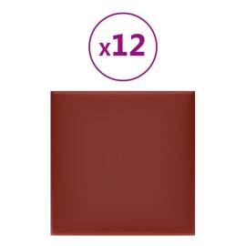 Panouri perete 12 buc. roșu vin 30x30cm piele ecologică 1,08 m², 2 image