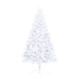 Brad crăciun artificial jumătate set led & globuri alb 150 cm, 5 image