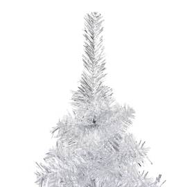 Brad de crăciun artificial cu led/globuri argintiu 150 cm pet, 3 image