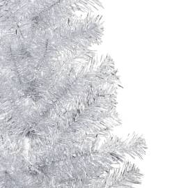 Brad de crăciun artificial cu led/globuri argintiu 150 cm pet, 2 image