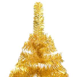 Brad de crăciun artificial cu led/globuri auriu 120 cm pet, 2 image