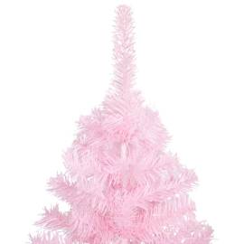 Brad de crăciun artificial cu led-uri/globuri, roz 120 cm pvc, 3 image