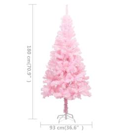 Brad de crăciun artificial cu led-uri/globuri roz 180 cm pvc, 11 image
