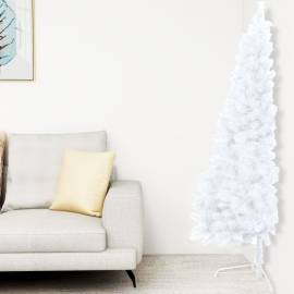 Brad de crăciun artificial jumătate led-uri&globuri alb 180 cm, 2 image