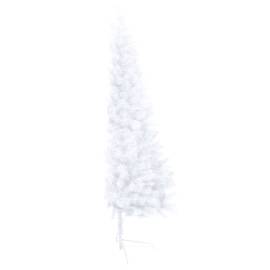 Brad de crăciun artificial jumătate led-uri&globuri alb 180 cm, 4 image