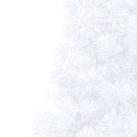 Brad de crăciun artificial jumătate led-uri&globuri alb 180 cm, 7 image