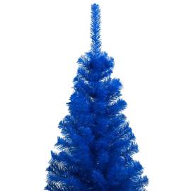 Brad de crăciun artificial led-uri&globuri albastru 120 cm pvc, 2 image