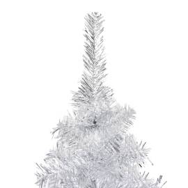 Brad de crăciun artificial led-uri&globuri argintiu 210 cm pet, 3 image