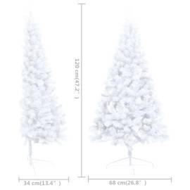 Set jumătate brad crăciun artificial leduri&globuri, alb 120 cm, 10 image