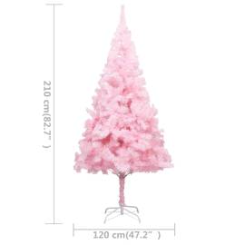 Set pom crăciun artificial cu led-uri&globuri roz 210 cm pvc, 11 image