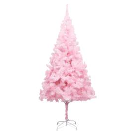 Set pom crăciun artificial led-uri&globuri, roz, 240 cm, pvc, 2 image
