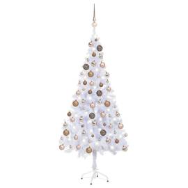 Brad de crăciun artificial cu led-uri&globuri 180 cm 620 ramuri