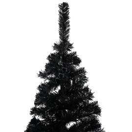 Brad de crăciun artificial cu led-uri&globuri negru 210 cm pvc, 3 image