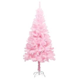 Brad de crăciun artificial cu led-uri/globuri roz 150 cm pvc, 2 image
