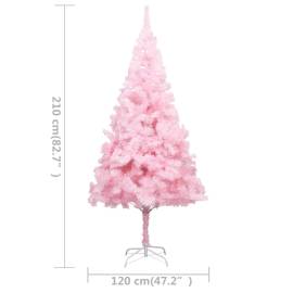 Brad de crăciun artificial cu led-uri&globuri roz 210 cm pvc, 10 image