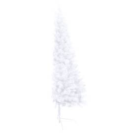 Brad de crăciun artificial jumătate cu led&globuri alb 210 cm, 4 image