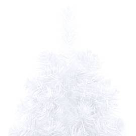 Brad de crăciun artificial jumătate cu led&globuri alb 210 cm, 8 image