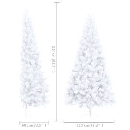 Brad de crăciun artificial jumătate cu led&globuri alb 210 cm, 10 image