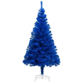 Brad de crăciun artificial led-uri/globuri albastru 120 cm pvc, 2 image