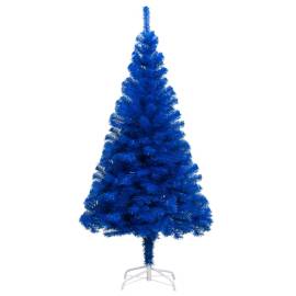Brad de crăciun artificial led-uri/globuri albastru 150 cm pvc, 2 image