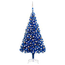 Brad de crăciun artificial led-uri&globuri albastru 210 cm pvc