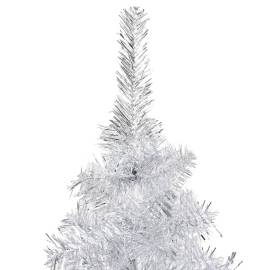Brad de crăciun artificial led-uri&globuri argintiu 240 cm pet, 3 image