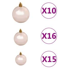 Set brad crăciun artificial cu led-uri/globuri, alb, 240 cm, l, 10 image