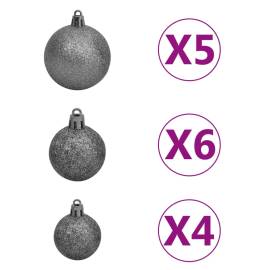 Set brad crăciun artificial jumătate led&globuri, alb, 120 cm, 7 image