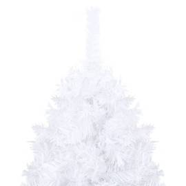 Set brad de crăciun artficial cu led-uri/globuri alb 210 cm pvc, 3 image