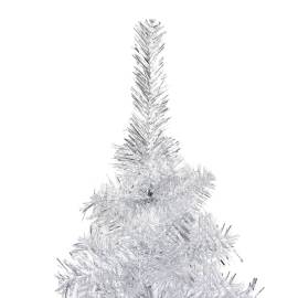 Brad de crăciun artificial cu led/globuri argintiu 150 cm pet, 3 image